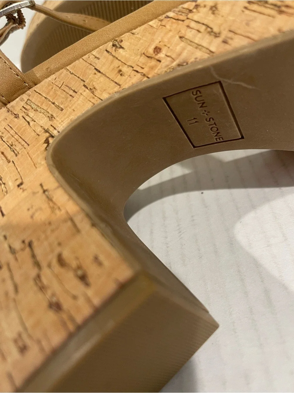 Women’s Sun + Stone Tan Cork Platform Sandals Size 11 US!